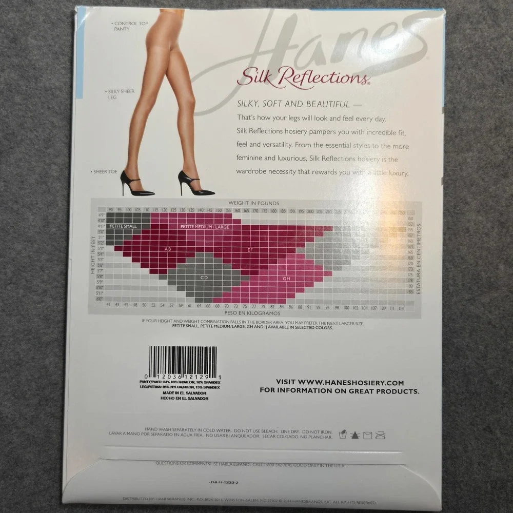 Hanes Silk Reflections Pantyhose Jet Black Silky Sheer Control Top Style 717 AB